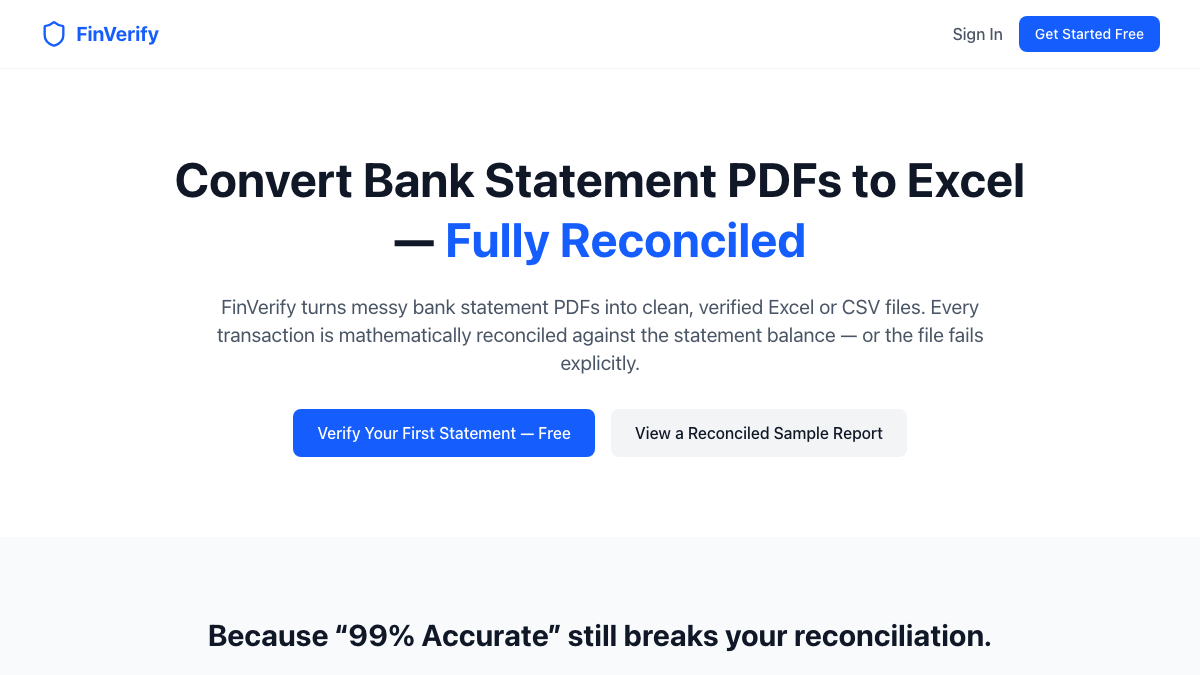 FinVerify product preview